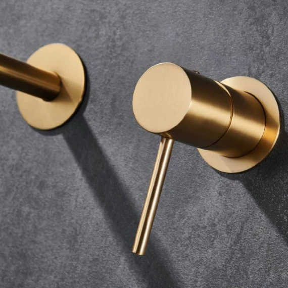 Смеситель для раковины настенный скрытая часть в комплекте imex monza glm039/oc brushed gold pvd