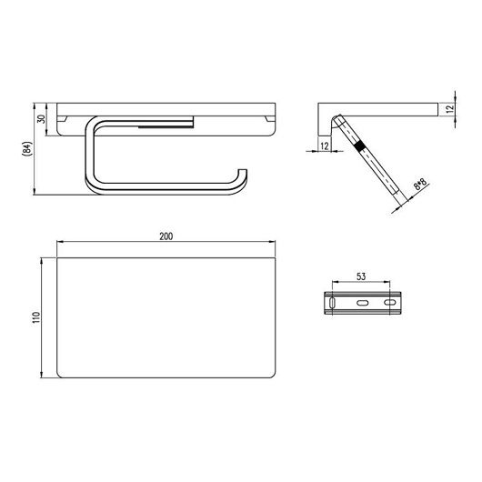 Elements – Striking Держатель для туалетной бумаги, с полкой, 200 x 110 x 79 mm, Хром