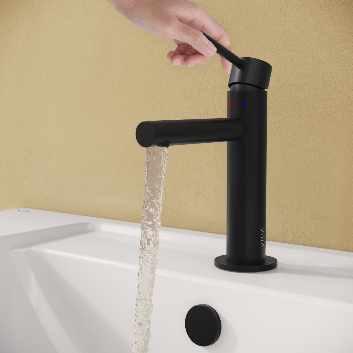 Смеситель для раковины VitrA Origin A4255636WTC однорычажный матовый черный латунь