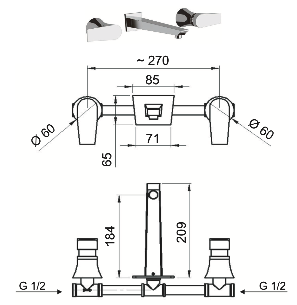 Смеситель для раковины daniel diva dv502215, чёрный матовый