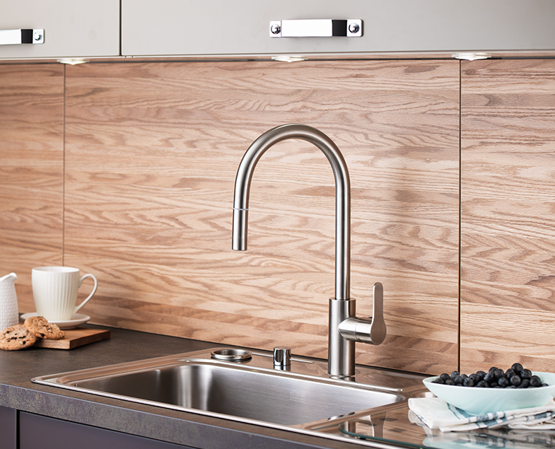 Смеситель inox для кухни, с выдвижным изливом