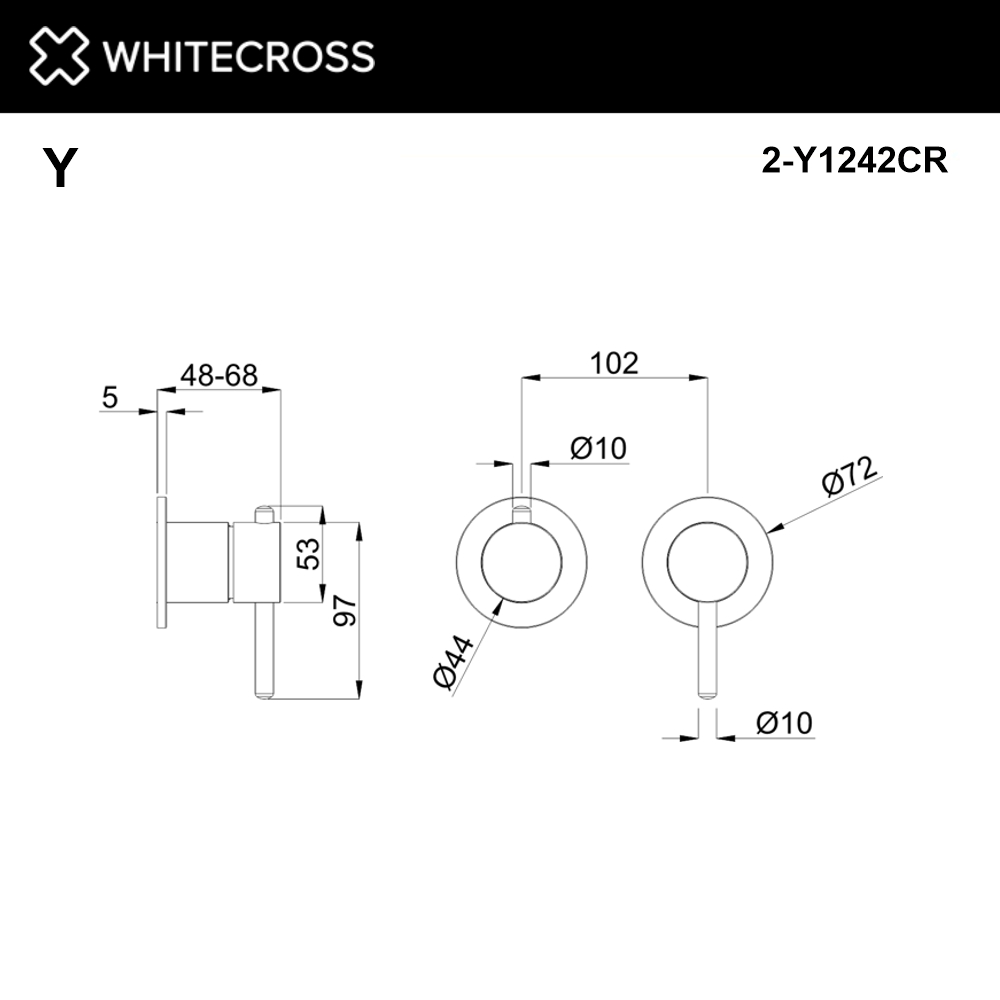 Внешняя часть смесителя на 2 потребителя whitecross y1242cr (хром)