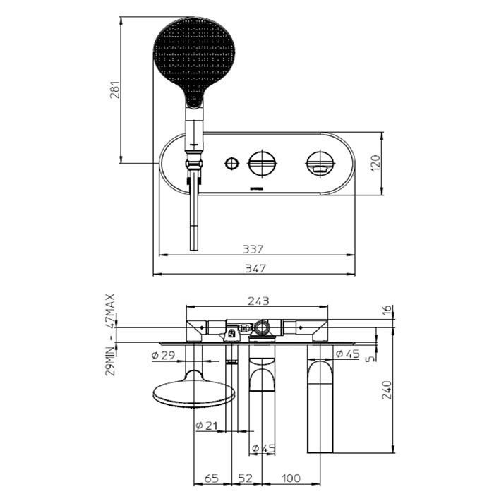 Bossini apice z00557.094 смеситель для ванны - внешняя часть никель