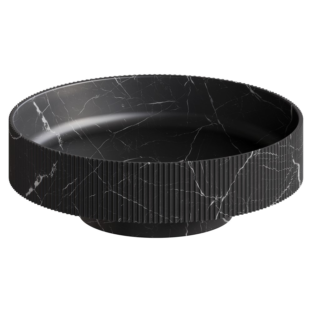 Раковина накладная рифленая corian 400*130 nero marquina