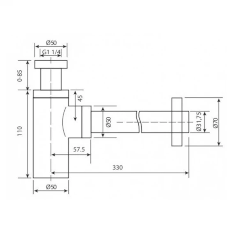 Сифон для раковины нерж. cталь/zamak imex scl002/bgm black gun metal pvd