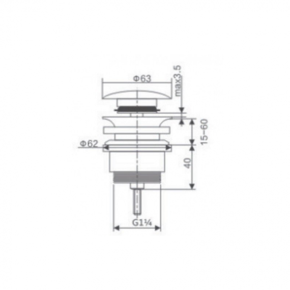 Донный клапан клик-клак ø1¼" для раковин с переливом или без imex vcc018 black gun metal pvd