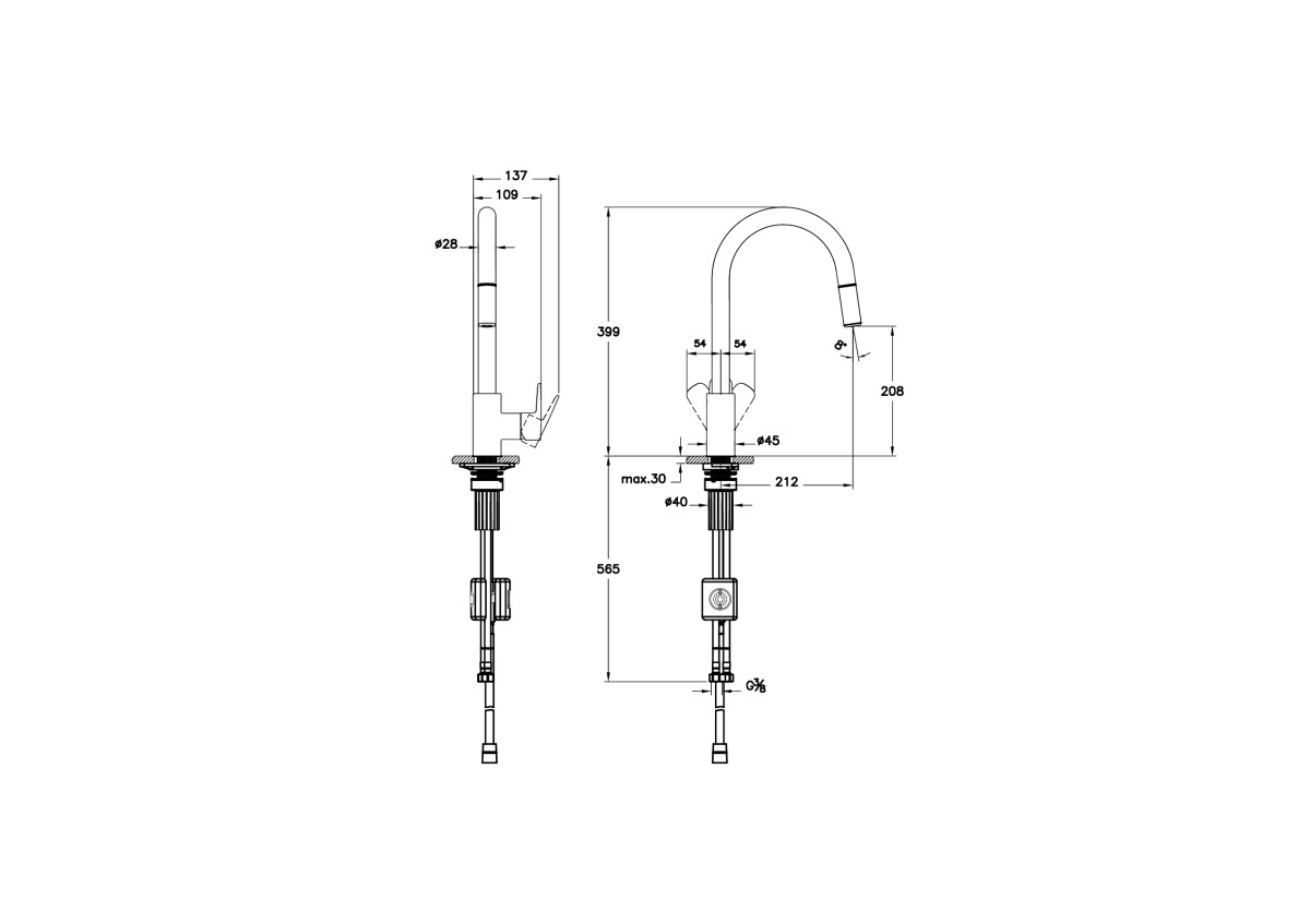 Смеситель для кухни VitrA Flow Soft A43445EXP с поворотным изливом однорычажный хром латунь