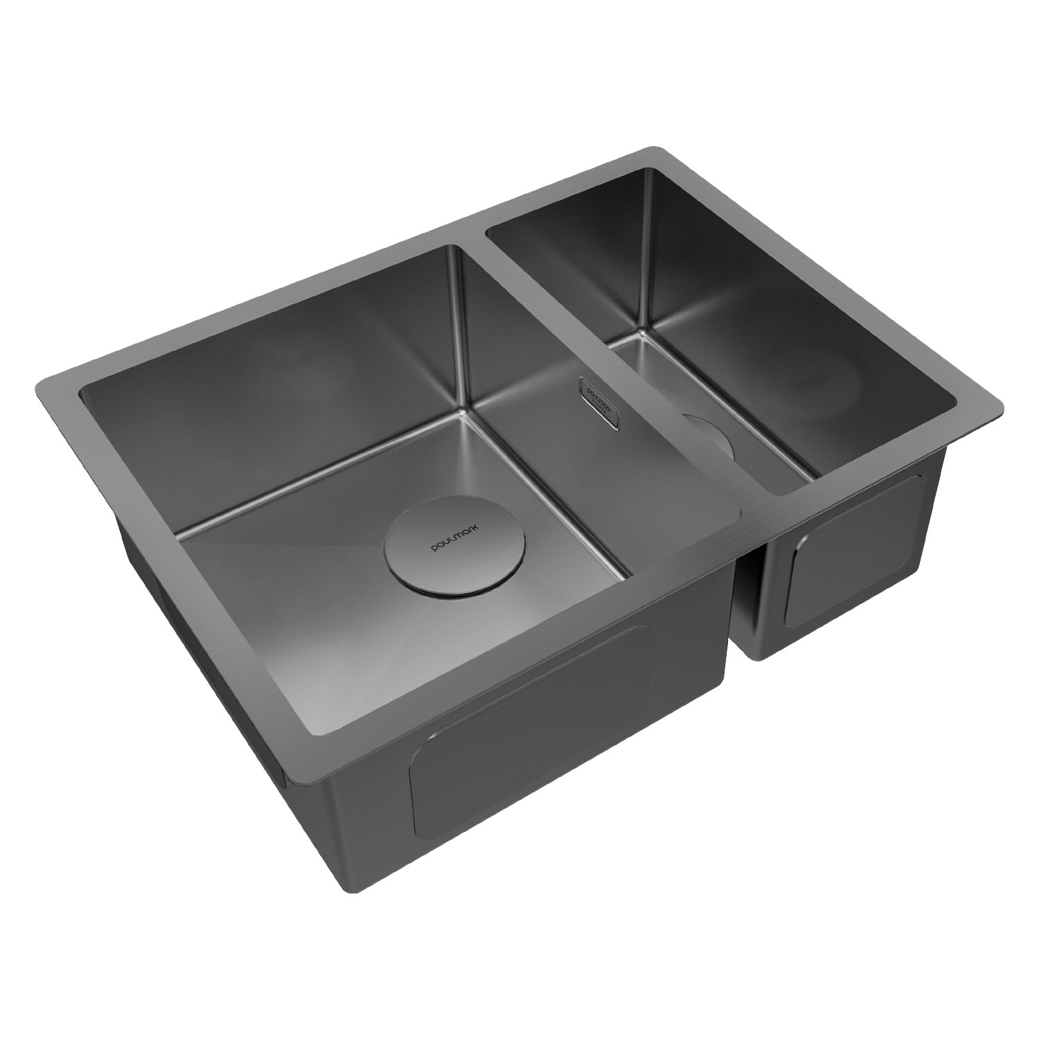 Мойка нерж. сталь next 58/2s uni, pm225844-gm, вороненая сталь, pvd, 580х440мм, paulmark