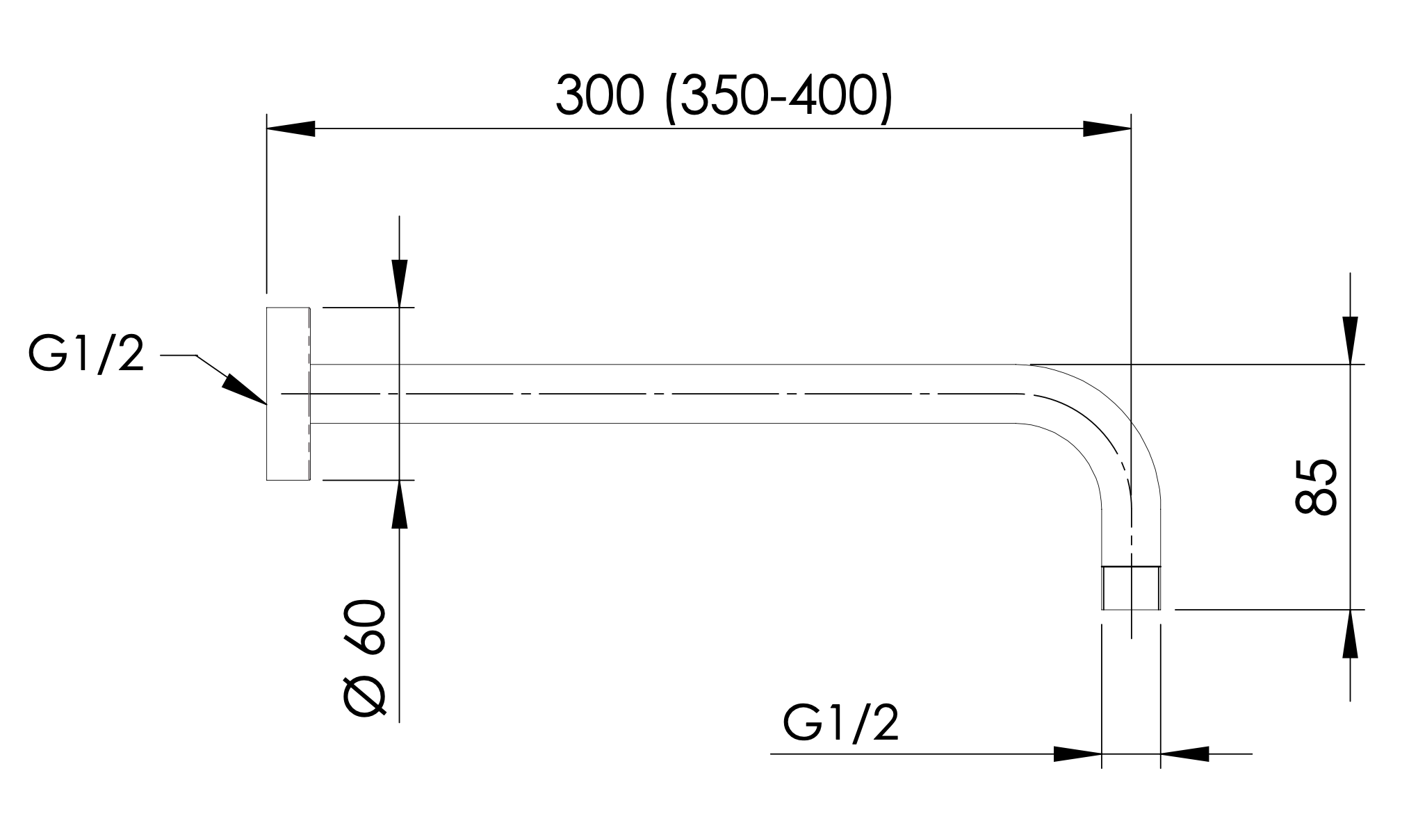 Кронштейн для верхнего душа 30 см mariani b16bdl0530, нержавеющая сталь