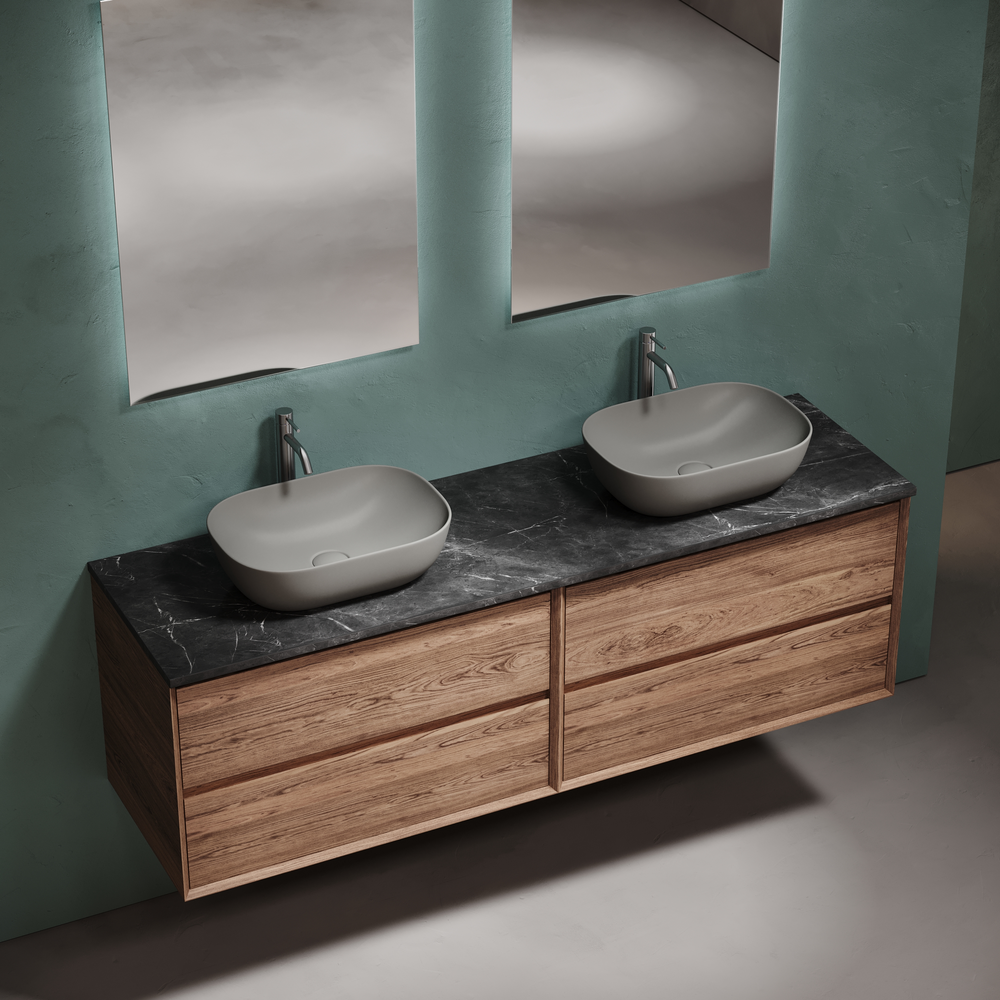 Столешница для ванной комнаты из керамогранита sancos black sky 1600х460 c отверстием под смеситель, арт.tt160a1x