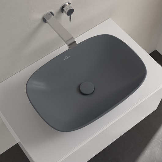 4A4901I4 Loop & Friends Раковина для установки на столешницу, 560 x 380 x 120 mm, Graphite CeramicPlus (графит), без перелива без донного клапана