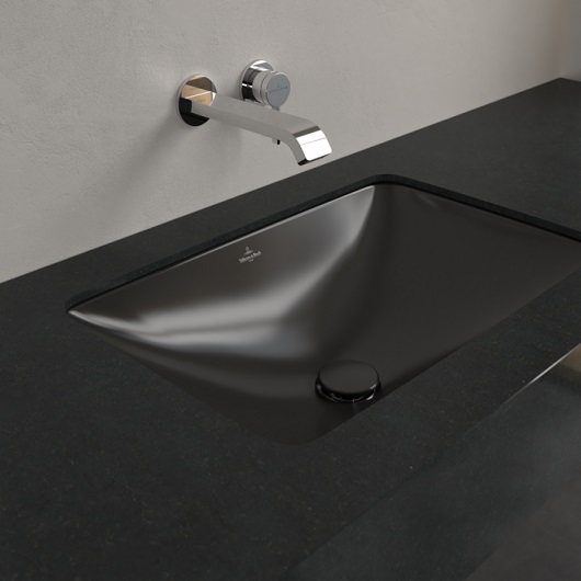 Loop & Friends Раковина для установки под столешницу, 540 x 340 x 190 mm, Pure Black CeramicPlus, с переливом, наружная сторона покрыта глазурью