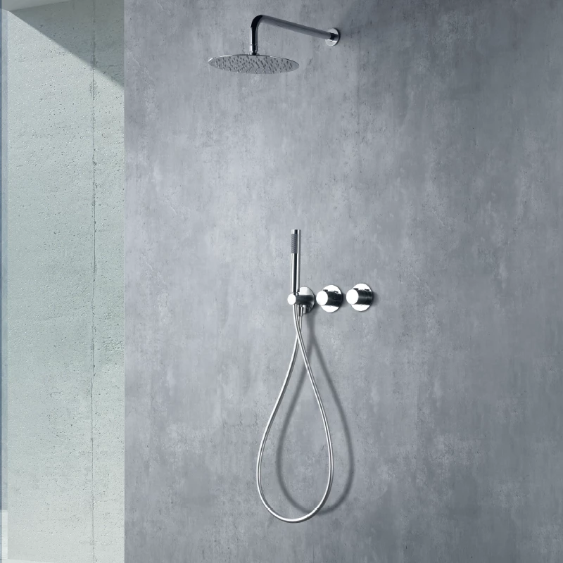 Смеситель для душа термостатический скрытого монтажа готовый комплект верхний душ ø25cm imex assen gta052 chrome