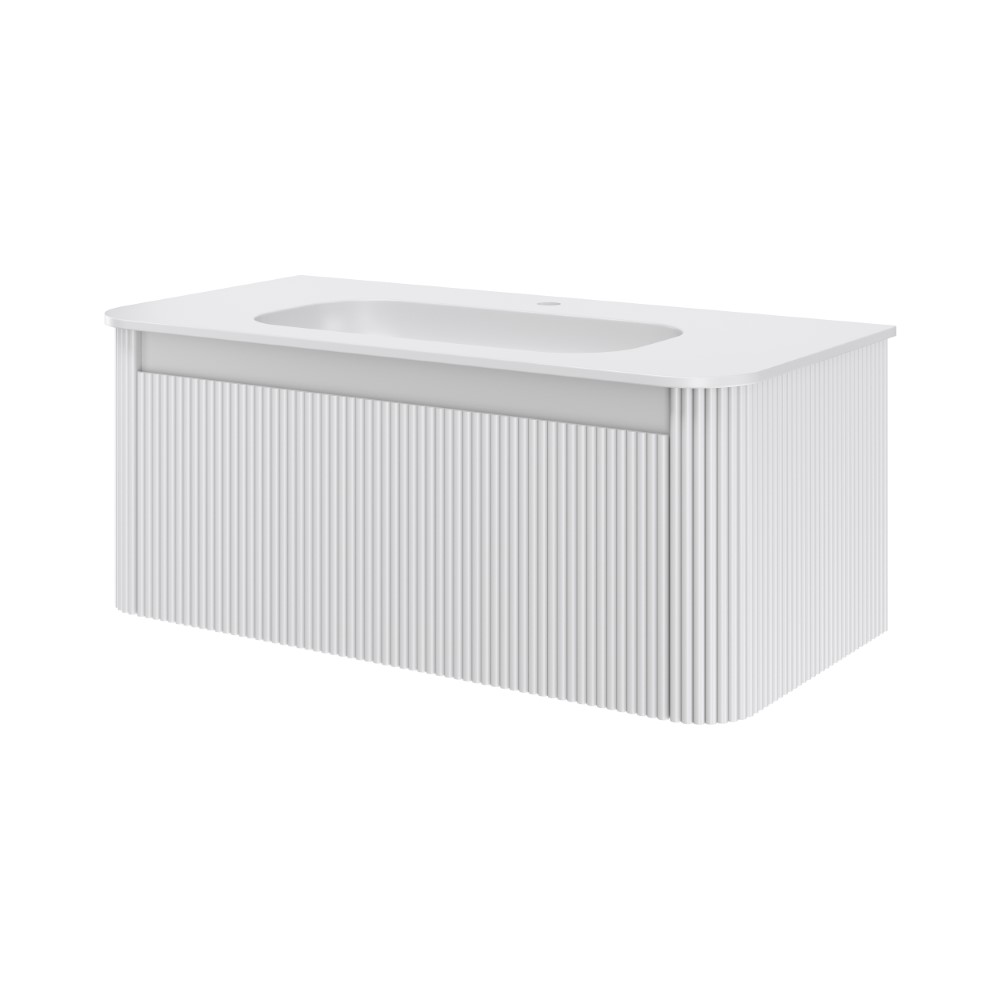 Тумба c раковиной voi рифл. 100см matt white