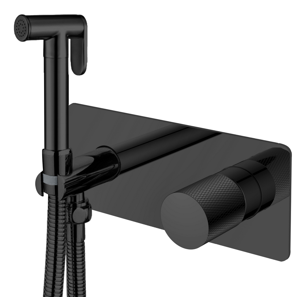 Гигиенический душ со смесителем  stick 127-bb.2 черный матовый boheme