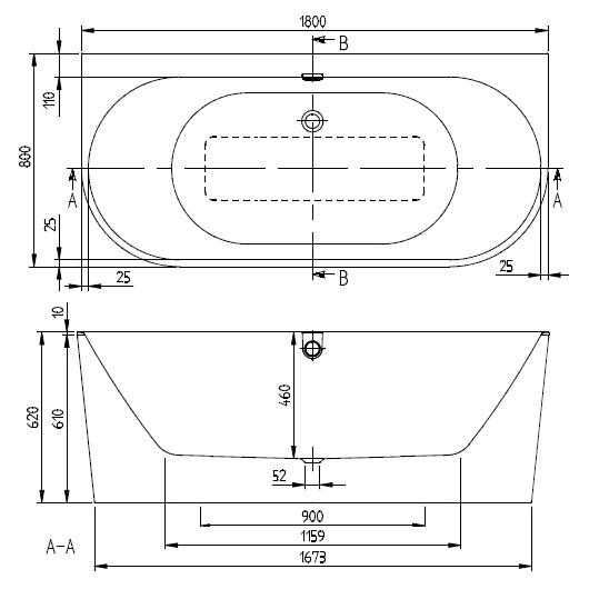 Ванна oberon 2.0 quaryl 1800x800x460 villeroy&boch