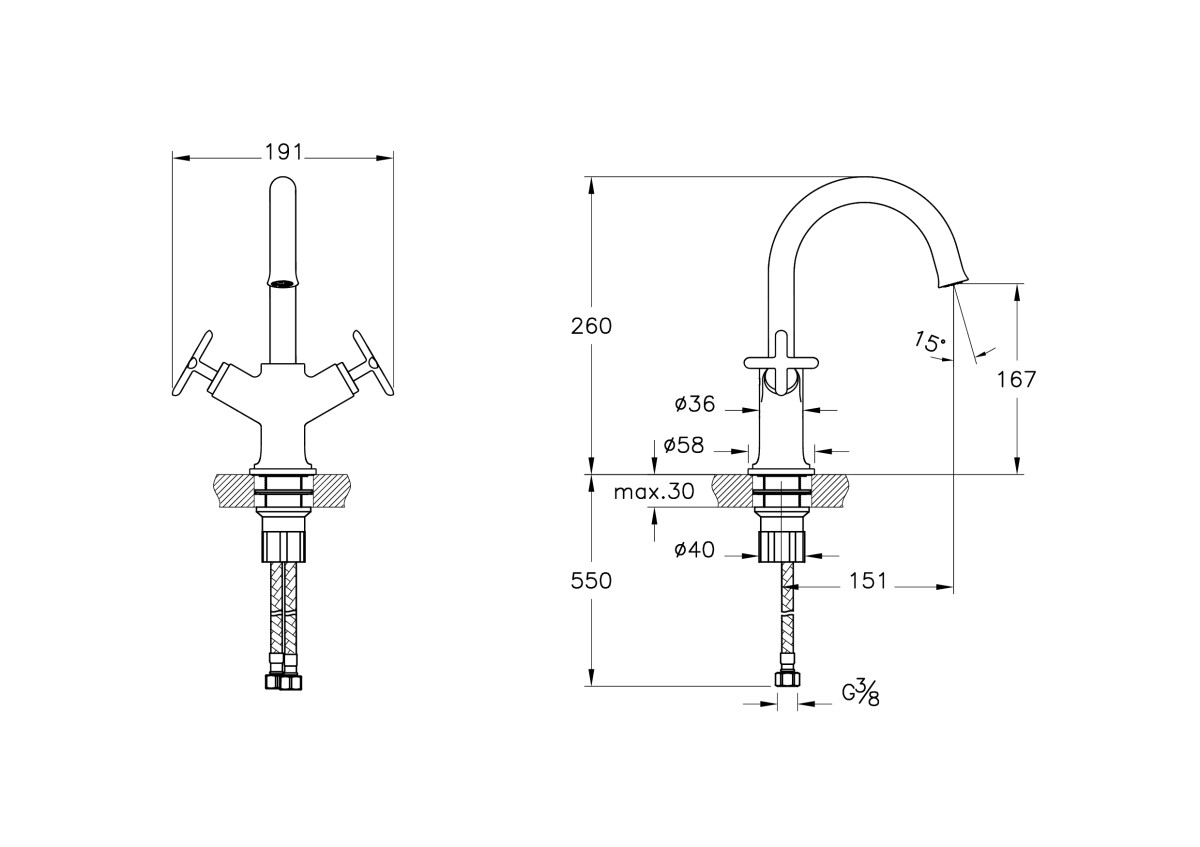 Смеситель для раковины VitrA Origin Classic A42884 двухрычажный хром латунь