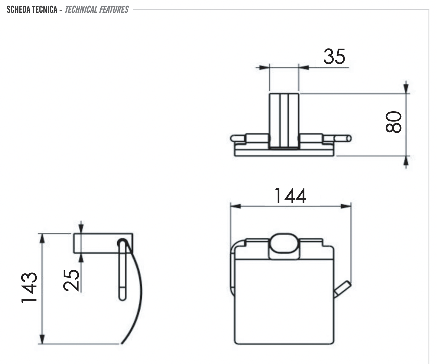 Бумагодержатель remer lounge ln60cfp, черный брашированный хром