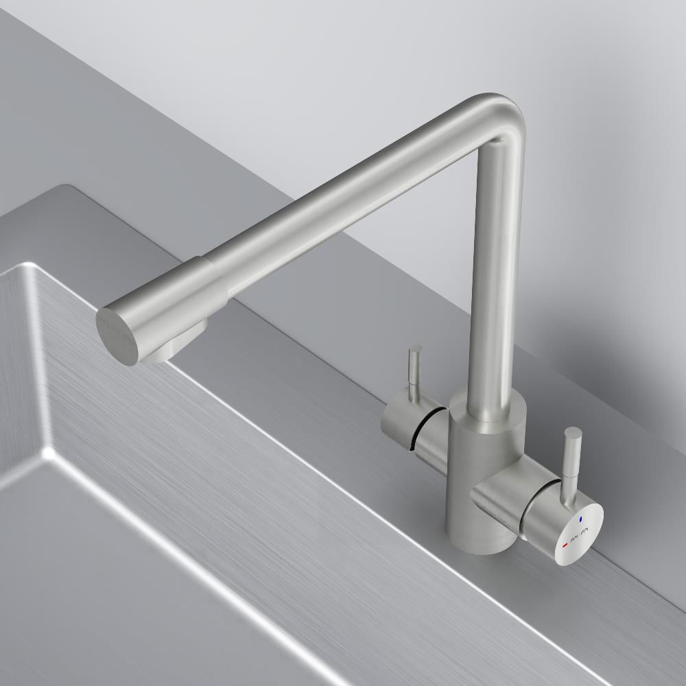 F85B05711 X-Joy S, смеситель для кухни с L-изливом с каналом для питьевой воды, сатин
