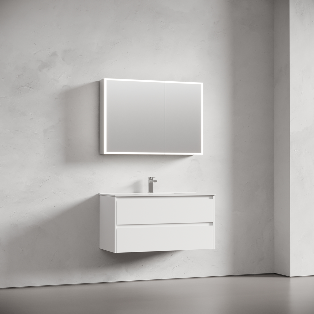 Зеркальный шкаф для ванной комнаты из алюминия sancos evoke1000x700х136 мм с led подсветкой, арт. sc80100