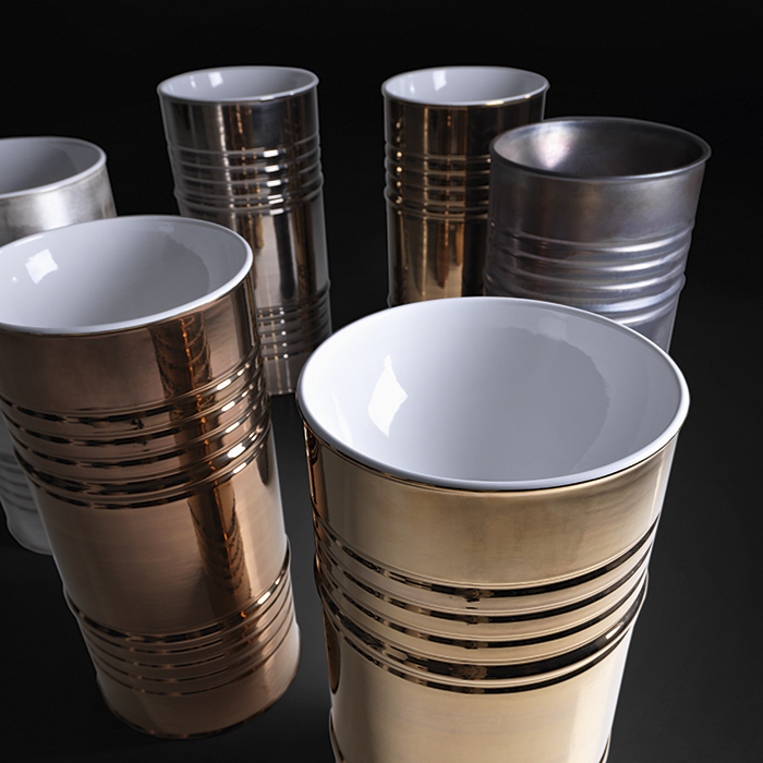 Kerasan artwork раковина 45х90 см, без отв., свободностоящая "barrel", слив в стену, цвет: белый / золото