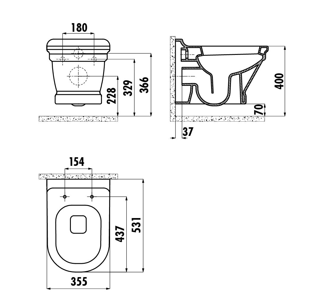 Creavit antik an320-00cb00e-0000 унитаз-биде подвесной (белый глянцевый)