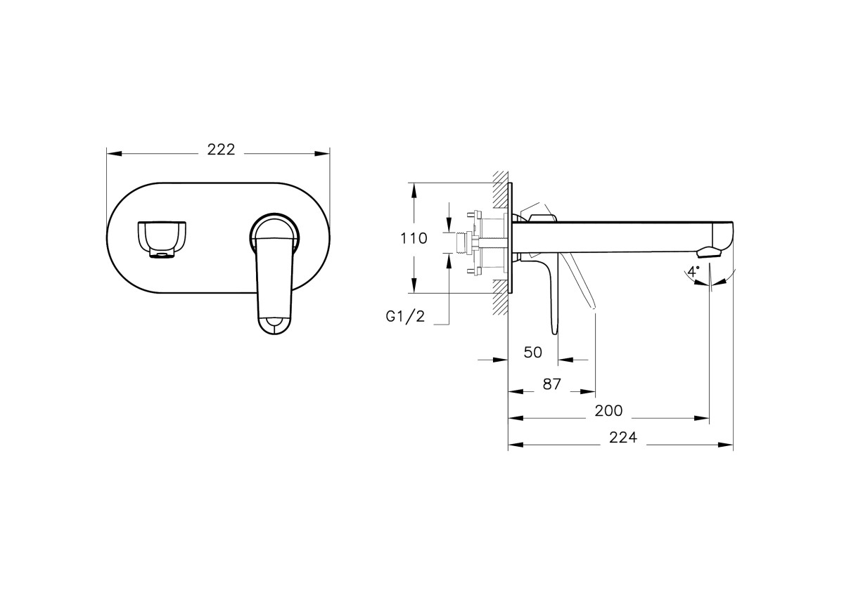 Встраиваемый смеситель для раковины VitrA Root Round A4272136EXP матовый черный латунь