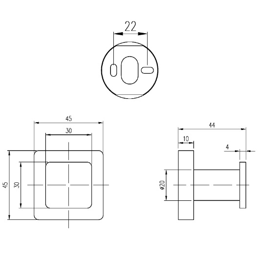 Elements – Striking Крючок для полотенец, 45 x 44 x 45 mm, Хром