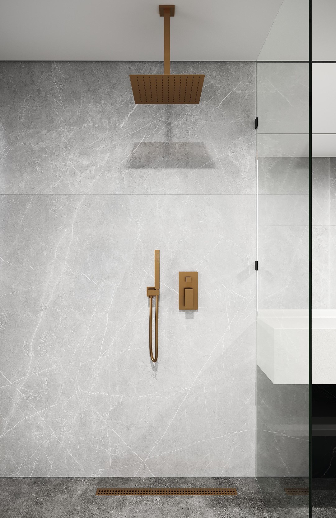 Труба-кронштейн для потолочного душа в квадратном дизайне, black