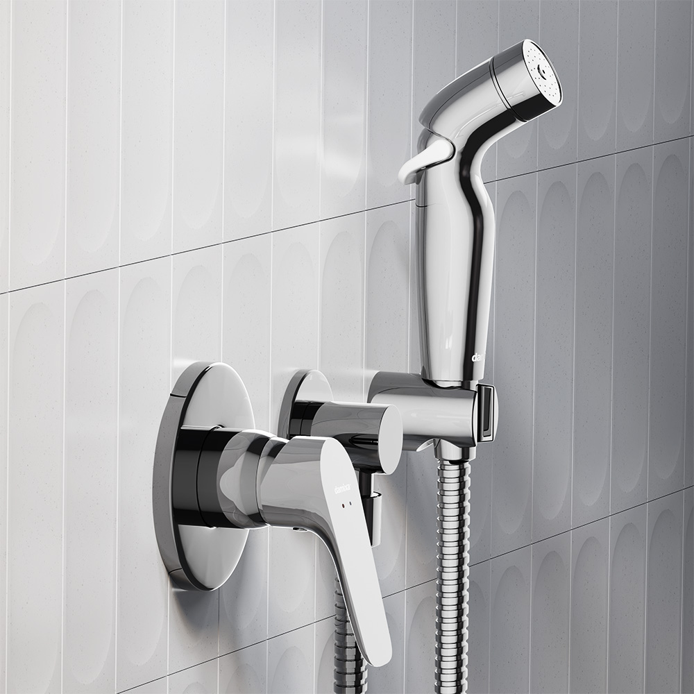 777510001 Jupiter, смеситель монтируемый в стену с гиг. душем, хром