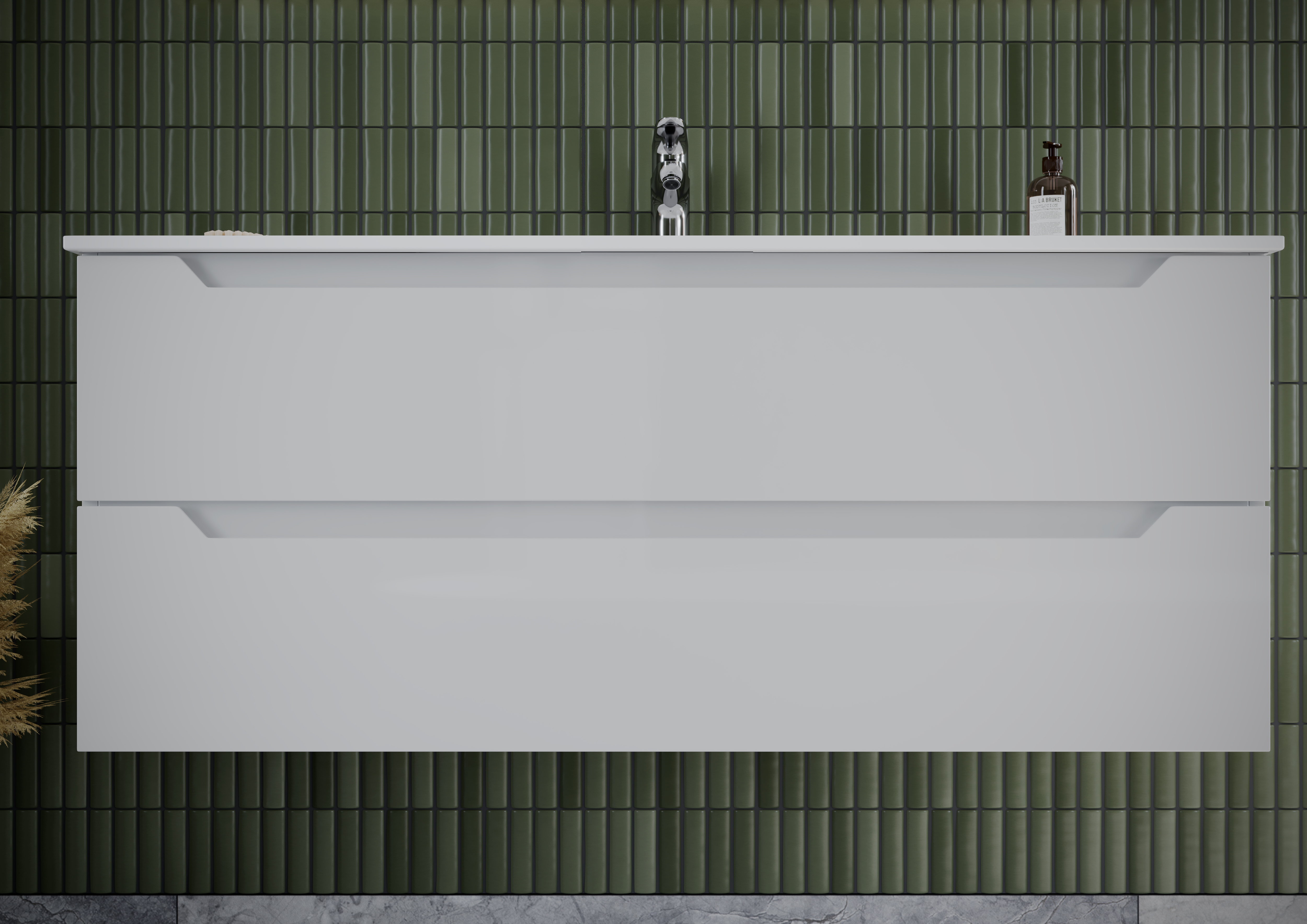 Тумба подвесная sancos norma 2.0 1190х450х500, c двумя ящиками оснащенными доводчиками, белый глянец , арт. nr2.120-1w