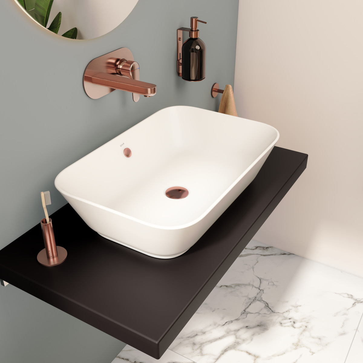 Раковина чаша VitrA Geo 7425B003-0012 60 x 39 см накладная белая антибактериальное покрытие Hygiene