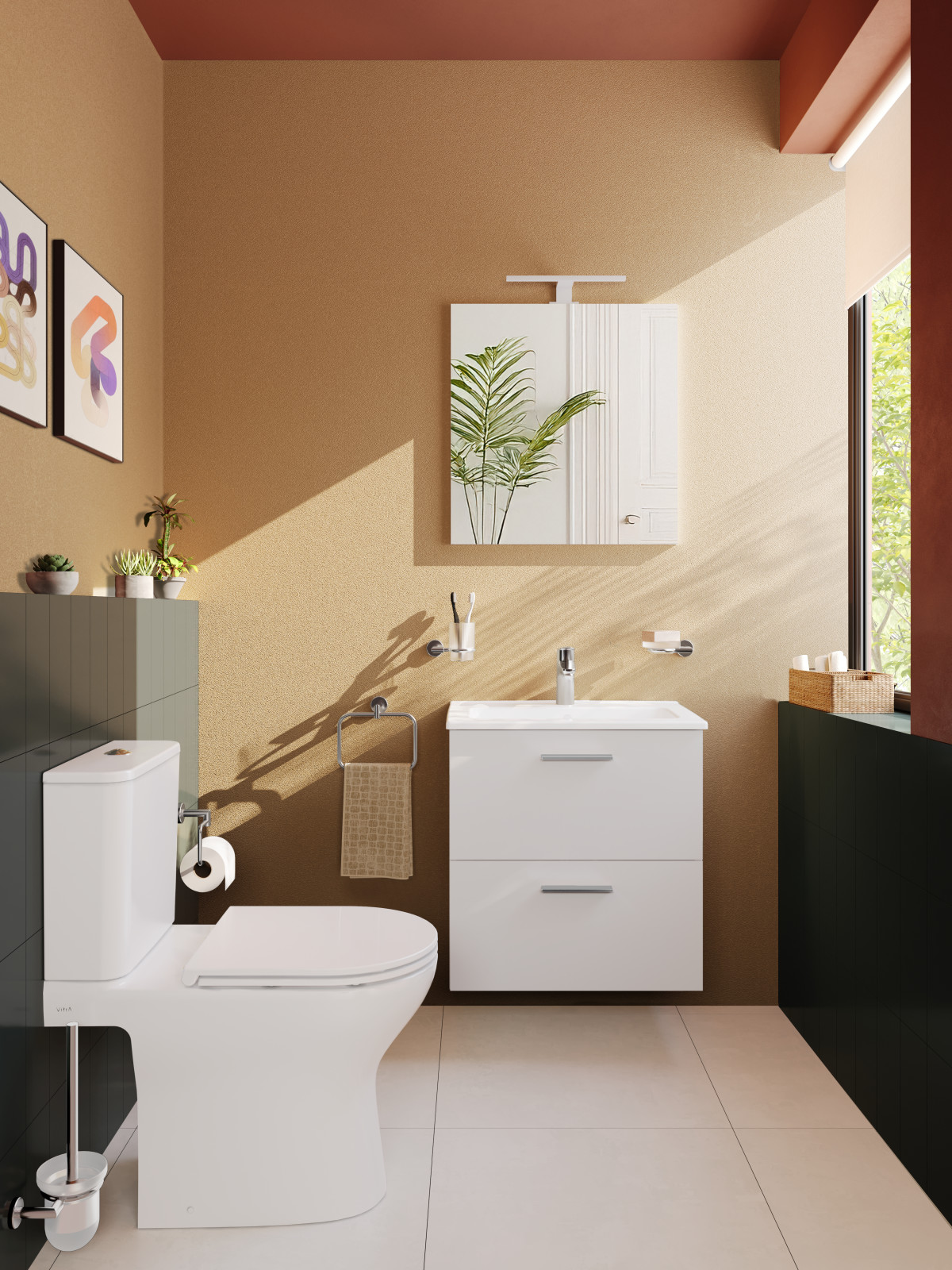 Унитаз-компакт напольный VitrA M50 9889B003-7200 безободковый VortexFlush с сиденьем микролифт белый санитарный фарфор