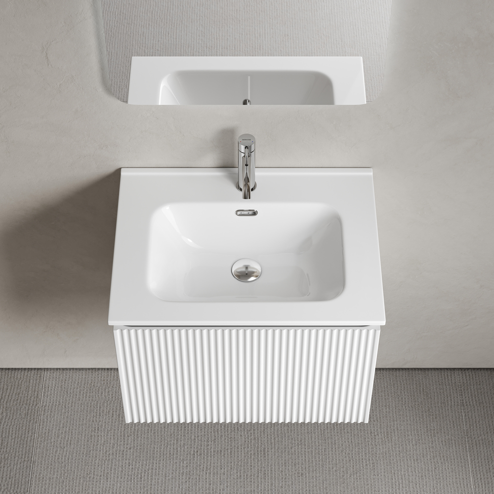 Тумба подвесная SANCOS Snob R 1.0 590х445х406, c одним ящиком оснащенным доводчиками, Bianco , арт. SNR1.060W