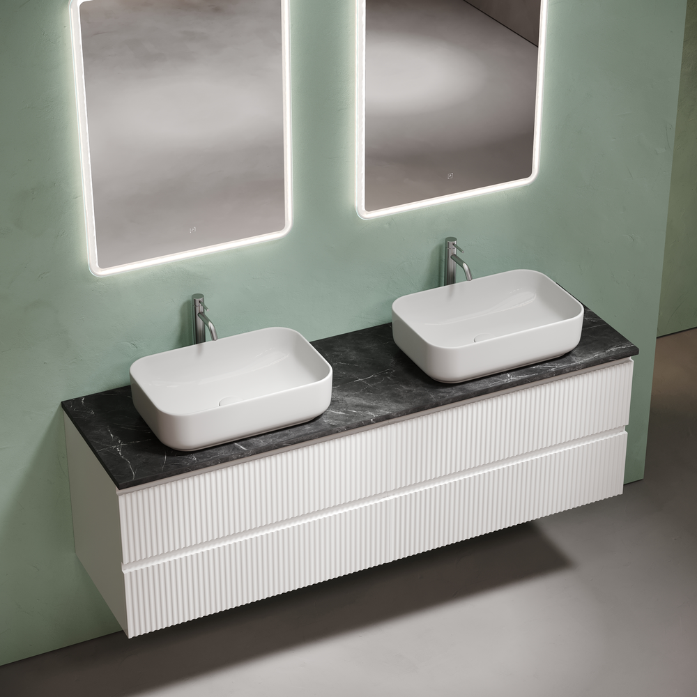 Столешница для ванной комнаты из керамогранита sancos black sky 1600х460 c отверстием под смеситель, арт.tt160a1x