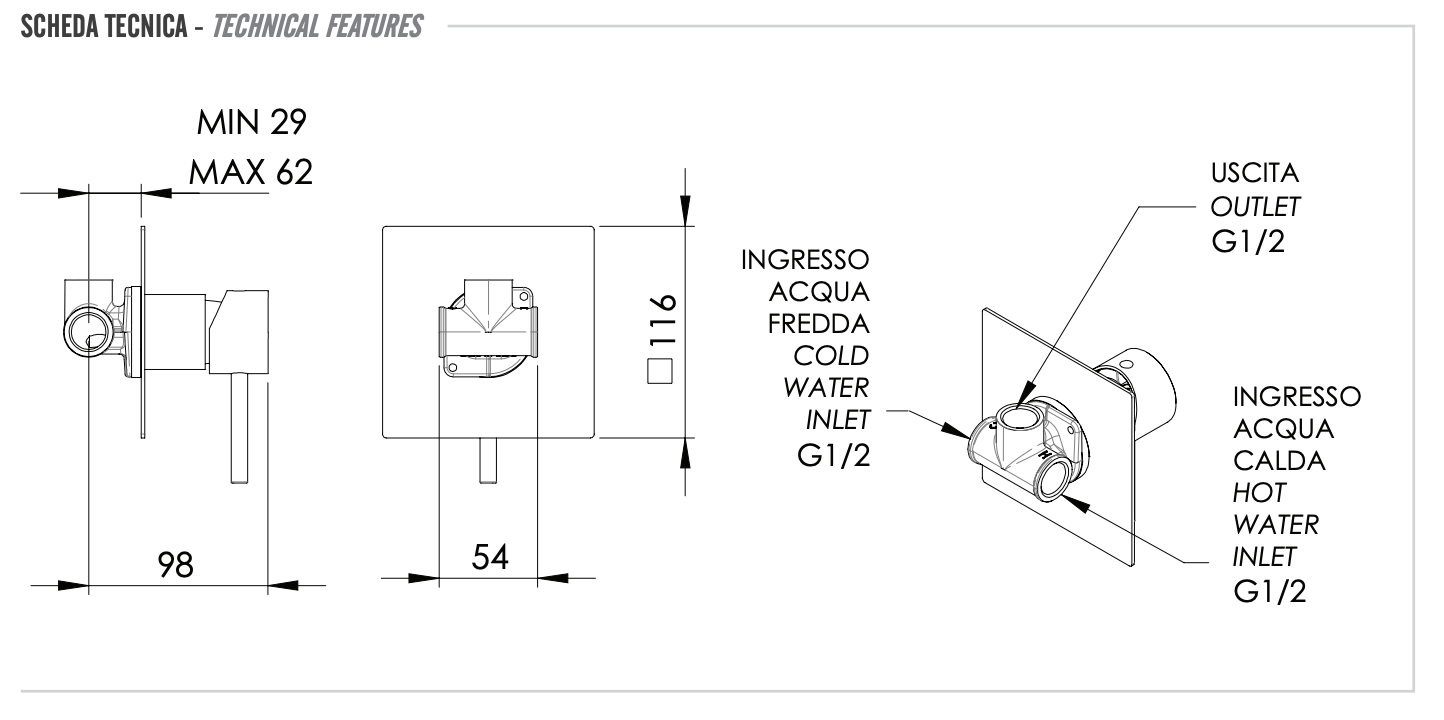 Смеситель для душа remer x style x30qdo, золото глянцевое