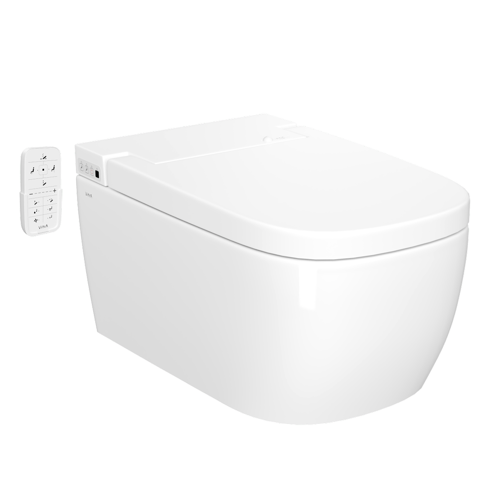 Умный унитаз VitrA V-Care 5674B003-6194 Comfort подвесной безободковый Rim-ex с автоматическим сиденьем и бидеткой белый санитарный фарфор антибактериальное покрытие Hygiene