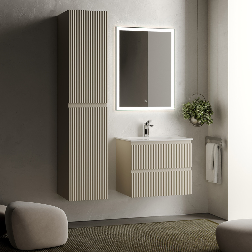 Тумба подвесная sancos snob r 590х445х500, c двумя ящиками оснащенными доводчиками, beige soft , арт.snr60ce
