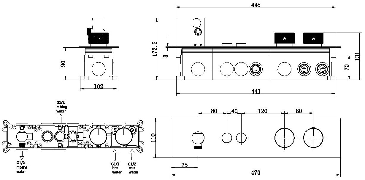 Смеситель для ванны Allen Brau Liberty 5.33010-31 (с внутренней частью, 2 хода) черный матовый