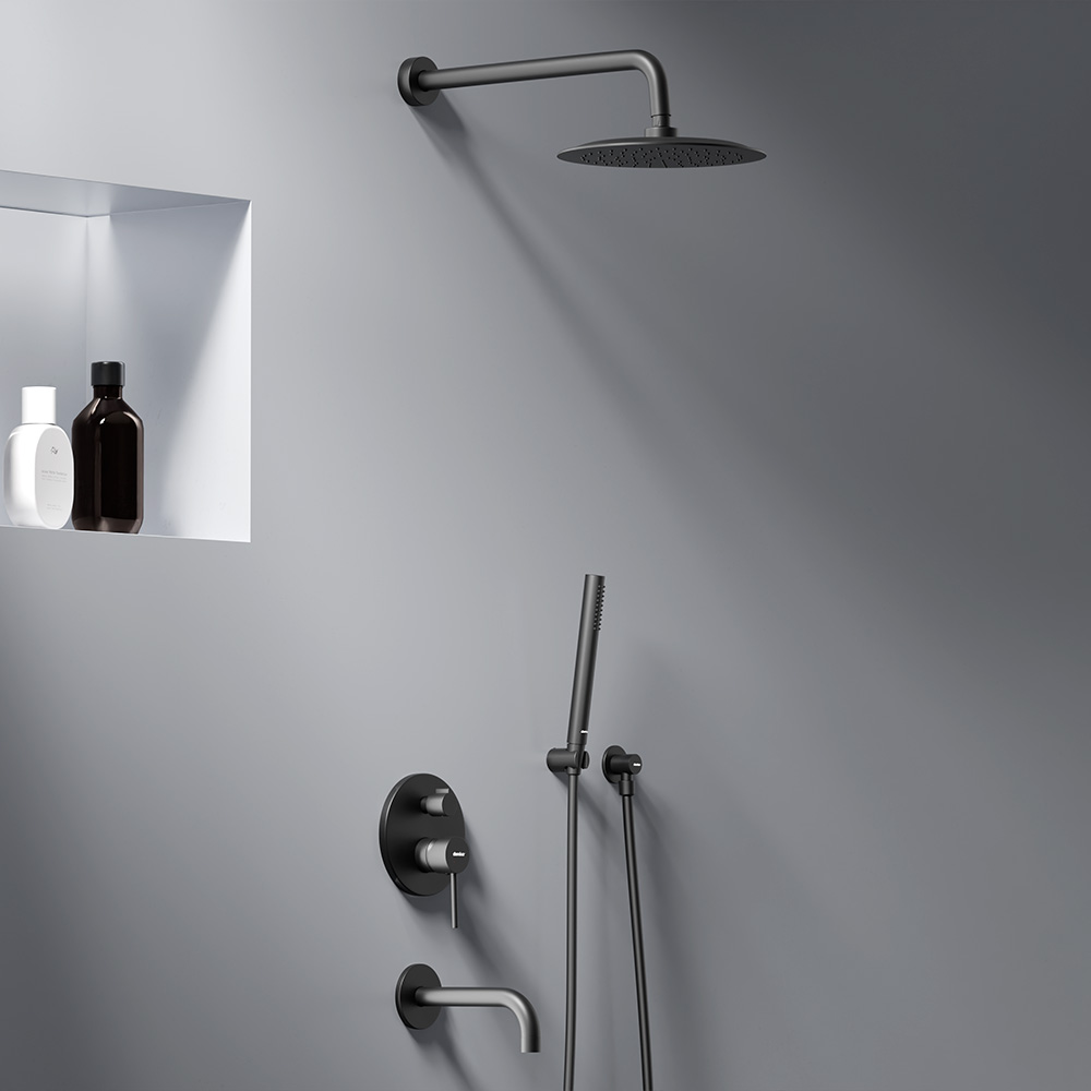 936510300 Scandinavian Pure встраиваемая душевая система  с ванно-душевым смесителем и изливом, чёрн