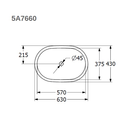 Architectura Раковина для установки под столешницу, 570 x 375 x 175 mm, Альпийский белый, с переливом овал