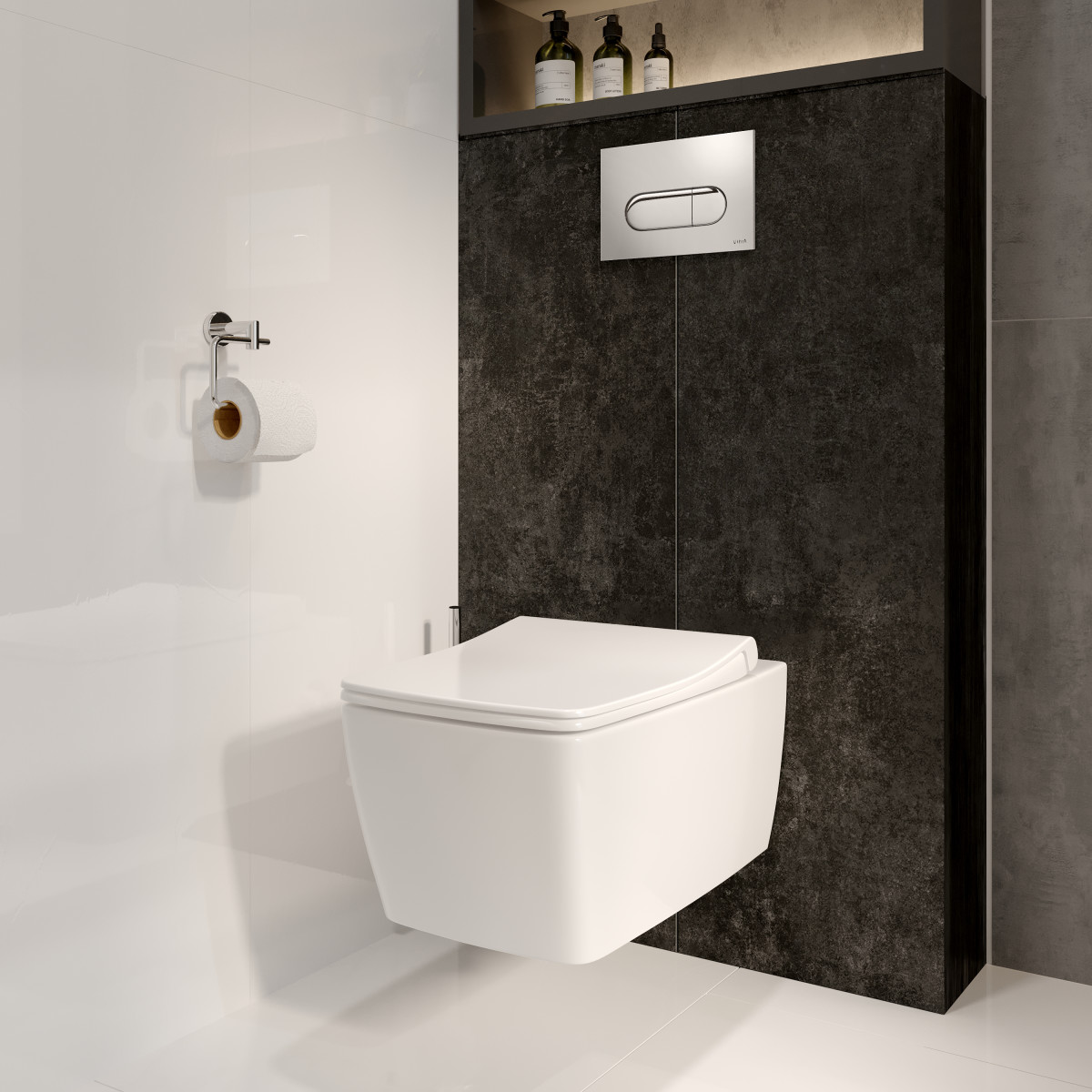 Подвесной унитаз VitrA Metropole 7672B003-1684 с функцией биде и встроенным смесителем безободковый Rim-ex белый санитарный фарфор антибактериальное покрытие Hygiene