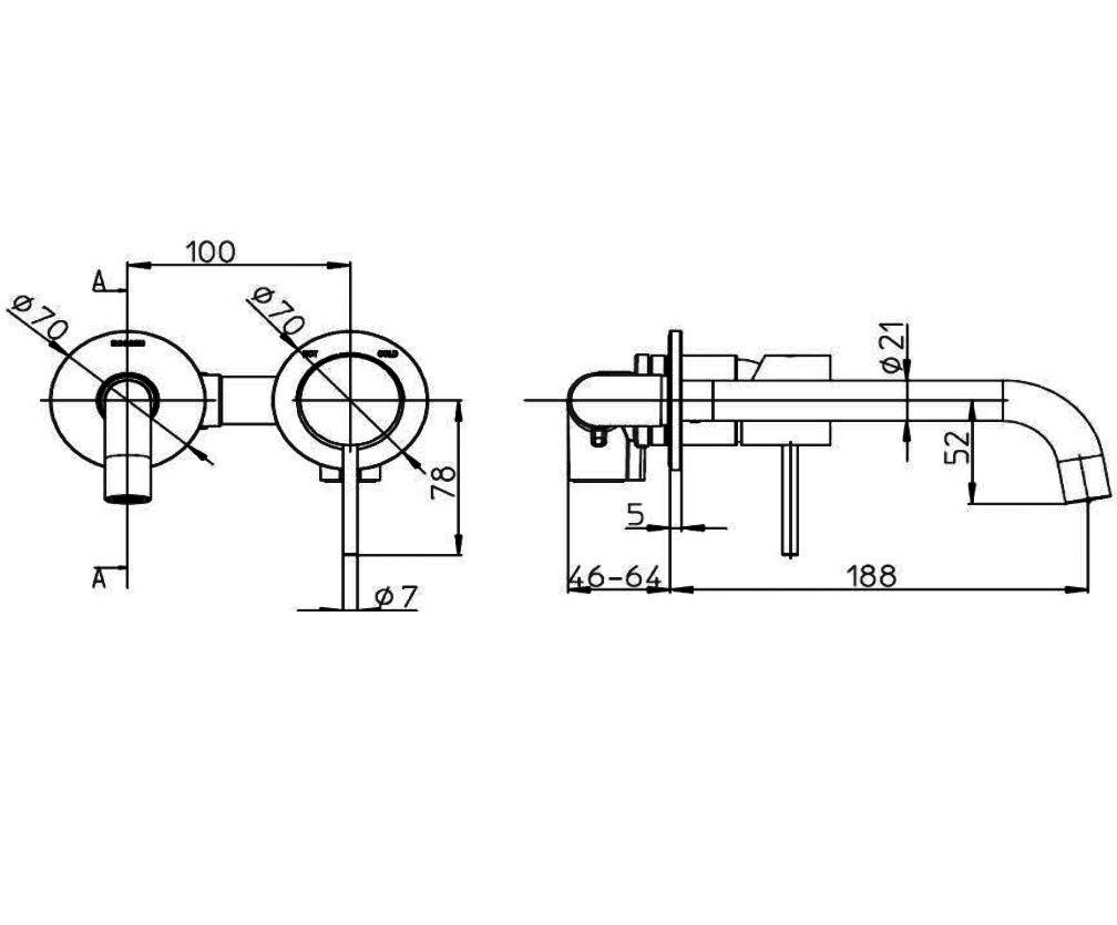 Bossini teo z00730.043 настенный смеситель для раковины - внешняя часть золото брашированное