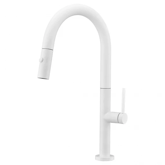 Смеситель для кухни с вытяжной лейкой на 2 режима imex samoa gce017/bl matt white