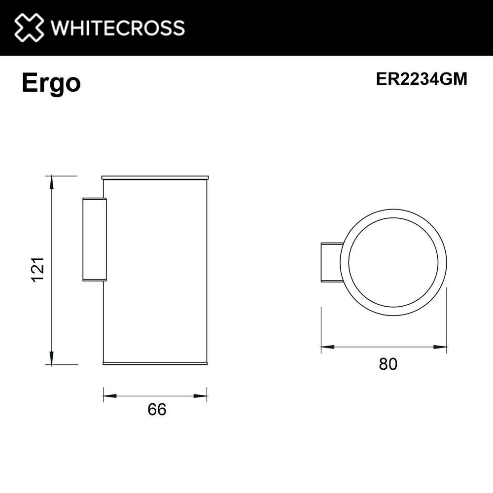 Стакан подвесной WHITECROSS Ergo ER2234GM (оружейная сталь)