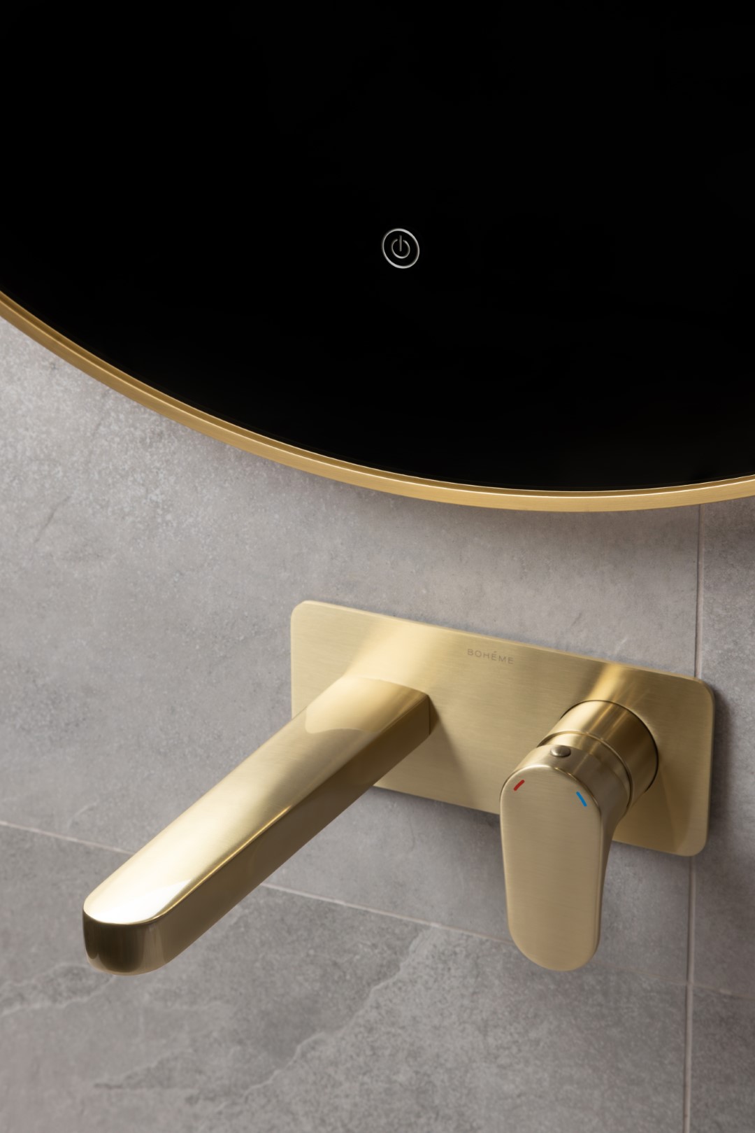 Зеркало круглое , мет. рама, подсв., сенсор, антизапотевание, d100cm, gun metal