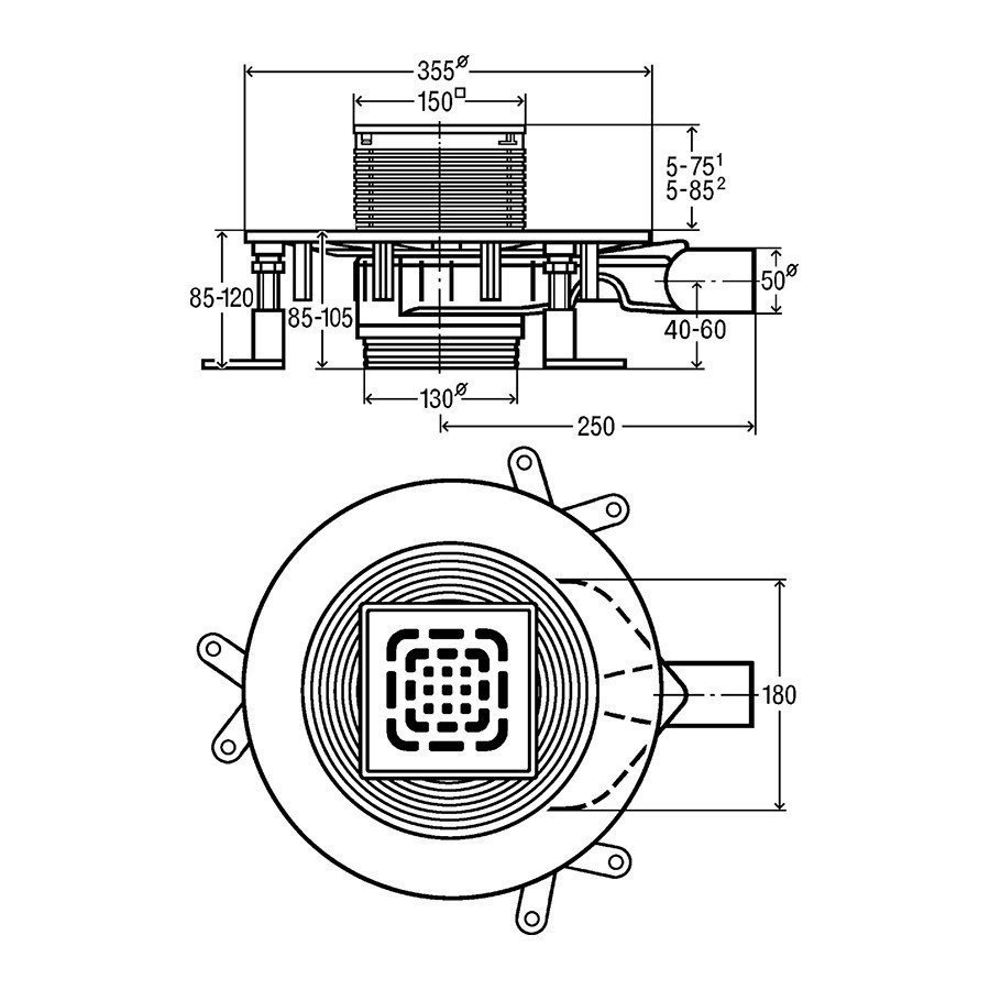 Viega Advantix Top 4914.21 арт. 669270 Душевой трап с декоративной панелью 150*150 мм (хром)