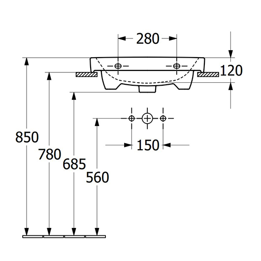 Architectura Pаковина, 550 x 420 x 165 mm, Альпийский белый CeramicPlus, без перелива