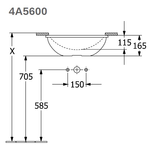 Loop&Friends раковина 450 x 280 x 185 mm под столешницу прямоугольная (замена арт 61631001)