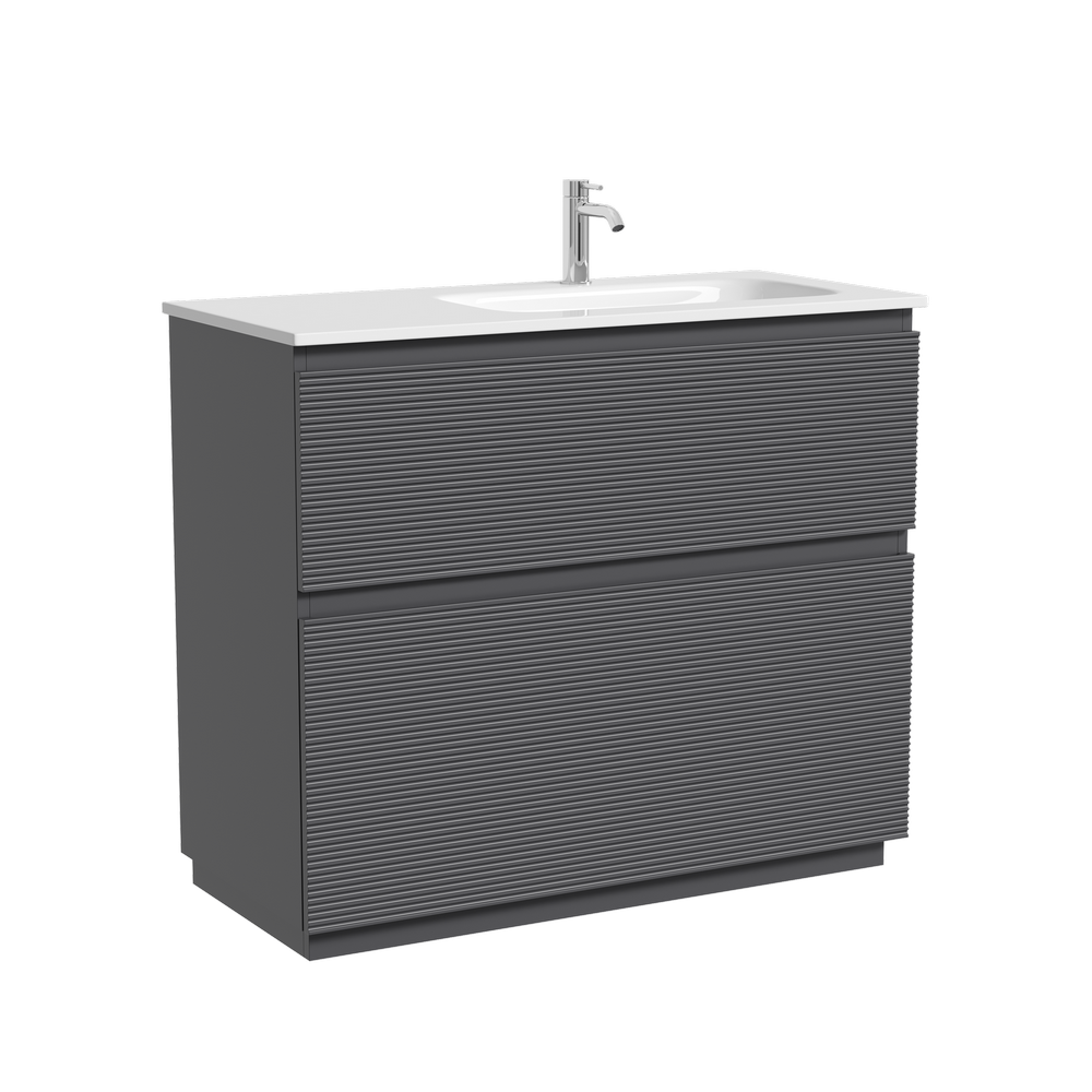 Тумба напольная SANCOS Folk Floor правая 995х445х850, c двумя ящиками оснащенными доводчиками, Grey soft, арт.FL100FRGS